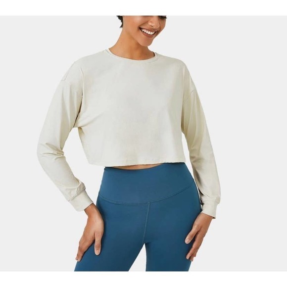 HALARA In My Feels Dropped Shoulder Long Sleeve Cropped Sports Top - Picture 8 of 9